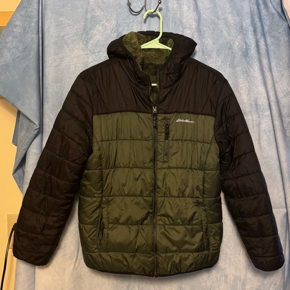 Eddie Bauer Black and Olive Quilted Jacket